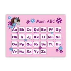 Sale ABC Lernposter | Pony Blumen - rosa Kinder Einschulung