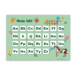 Best ABC Lernposter | Pony grün Kinder Einschulung