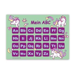Outlet ABC Lernposter | Regenbogen Einhorn mint Kinder Einschulung