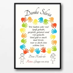 Clearance Abschiedsgeschenk Erzieherin personalisiert Hände bunt | Poster Urkunde | Geschenk Kindergarten Danke Kinder Danksagungskarten