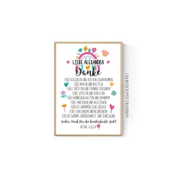 Danksagungskarten|Windstill & Wolkenfrei Abschiedsgeschenk Erzieherin Tagesmutter Kinderpflegerin Geschenk Danke personalisiert mit Namen