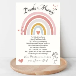 Danksagungskarten|DekowerkSeeger Abschiedsgeschenk Erzieherin personalisiert Herz rosa | Poster Urkunde | Geschenk Kindergarten Danke Regenbogen