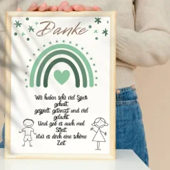 Online Abschiedsgeschenk Erzieherin Danke Regenbogen grün | Poster Urkunde | Geschenk Kindergarten Erzieher Kinder Danksagungskarten