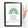 Abschiedsgeschenk Erzieherin personalisiert Herz grün | Poster Urkunde | Geschenk Kindergarten Danke Regenbogen Kinder Danksagungskarten