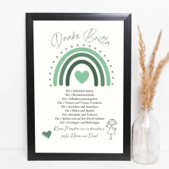 Abschiedsgeschenk Erzieherin personalisiert Herz grün | Poster Urkunde | Geschenk Kindergarten Danke Regenbogen Kinder Danksagungskarten