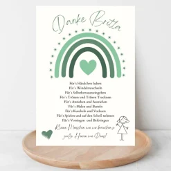 Abschiedsgeschenk Erzieherin personalisiert Herz grün | Poster Urkunde | Geschenk Kindergarten Danke Regenbogen Kinder Danksagungskarten