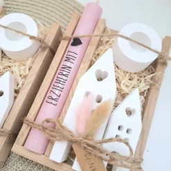 Abschiedsgeschenk Kindergarten KITA Erzieherin mit Herz Geschenkset Dankeschön Häuser / Lichthäuser Kerzenhalter Stern K Kinder Danksagungskarten