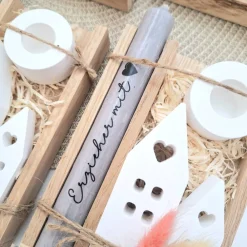Abschiedsgeschenk Kindergarten KITA Erzieherin mit Herz Geschenkset Dankeschön Häuser / Lichthäuser Kerzenhalter Stern K Kinder Danksagungskarten