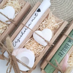 Danksagungskarten|Suanda Living Abschiedsgeschenk Kindergarten KITA Erzieherin mit Herz Dekoherz Kerzenhalter rund Geschenkset Dankeschön Kerzenset