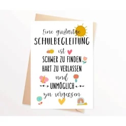 Danksagungskarten|Windstill & Wolkenfrei Abschiedskarte Schulbegleitung  Grundschule Schule Abschiedsgeschenk Karte Dankeskarte