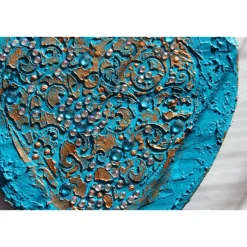 Clearance Acrylbild BAROCK IN TÜRKIS Herz Herzbild Valentinstag Geschenk Muttertag Acrylbild Collage Bild auf herzförmigem Keilrah Kunst