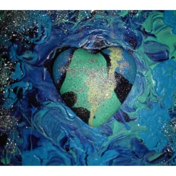 Acrylbild HERZ DES OZEANS Acrylmalerei Geschenk zu Valentinstag Muttertag abstraktes Herzbild Collage Kunst