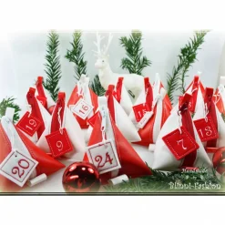 Adventskalender|Blinni-Fashion Adventkalender PURIST mit gestickten Zahlen, 24 Pyramiden Säckchen für Kinder und Erwachsene, Weihnachten, Advent