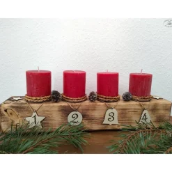 Clearance Adventsbalken aus Holz mit roten Kerzen / Adventskranz / Adventsgesteck / Adventsdeko / Adventsschmuck / Weihnachtsdeko Adventskränze