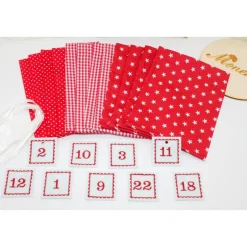 Adventskalender / Säckchen zum befüllen / Stoffsäckchen mit Zahlen rot weiß Adventskalender