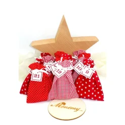 Adventskalender / Säckchen zum befüllen / Stoffsäckchen mit Zahlen rot weiß Adventskalender