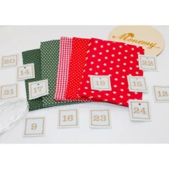 Adventskalender / Säckchen zum Befüllen / Stoffsäckchen mit Zahlen dunkelgrün rot Adventskalender