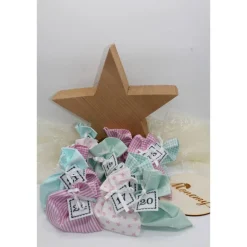 Adventskalender|Monemy Adventskalender / Säckchen zum befüllen / Stoffsäckchen mit Zahlen mint rosa