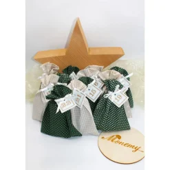 Adventskalender / Säckchen zum Befüllen / Stoffsäckchen mit Zahlen dunkelgrün beige Adventskalender