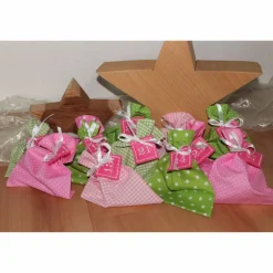 Adventskalender|Monemy Adventskalender / Säckchen zum befüllen / Stoffsäckchen mit Zahlen rosa grün