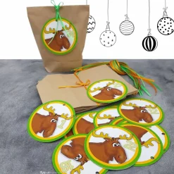 Best Adventskalender Elch zum Befüllen aus Kraftpapier – 24 Tüten mit Zahlenanhängern & Satinbändern Adventskalender
