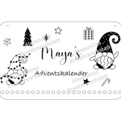 Adventskalender|AlexandrasKreativwerkstatt Adventskalender personalisiert mit Name klein,Rehntier, Weihnachten, Adventskalender aus Holz/Laser, Advent,Jutesäckchen