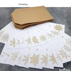 Best Adventskalender selber befüllen: 24 weiße Kraftpapiertüten & Mandala-Stern Zahlenanhänger Adventskalender