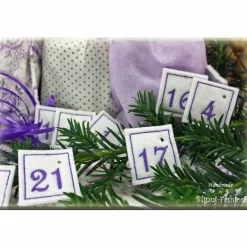 Adventskalender Stoff Säckchen mit gestickten Zahlen für Kinder und Erwachsene, Weihnachten, Advent, verschiedene Farben Adventskalender