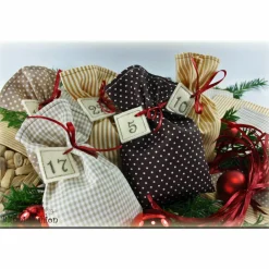 Adventskalender|Blinni-Fashion Adventskalender Stoff Säckchen mit gestickten Zahlen für Kinder und Erwachsene, Weihnachten, Advent, verschiedene Farben