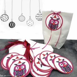 Adventskalender|Reizvolle Karten und mehr Adventskalender Weihnachtseule zum Befüllen - Kraftpapiertüten mit Zahlenanhängern & Satinbändern