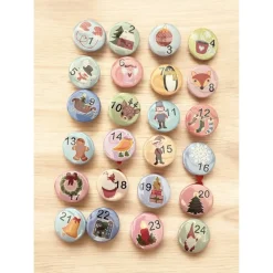 Outlet Adventskalender Zahlen Buttons 24er Set Mini 30mm digitale Handzeichnung Adventskalenderzahlen