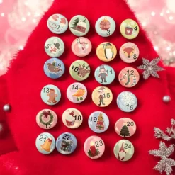 Outlet Adventskalender Zahlen Buttons 24er Set Mini 30mm digitale Handzeichnung Adventskalenderzahlen