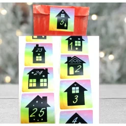 Adventskalender Zahlen große Sticker Häuser Häuschen, 24 Adventskalenderzahlen Aufkleber, by BuntMixxDESIGN Adventskalenderzahlen