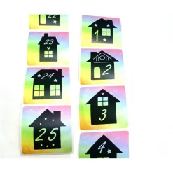 Adventskalender Zahlen große Sticker Häuser Häuschen, 24 Adventskalenderzahlen Aufkleber, by BuntMixxDESIGN Adventskalenderzahlen