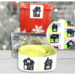Adventskalender Zahlen große Sticker Häuser Häuschen, 24 Adventskalenderzahlen Aufkleber, by BuntMixxDESIGN Adventskalenderzahlen