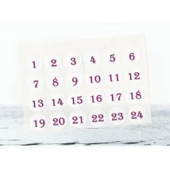 Hot Adventskalender Zahlen Sticker, 3cm rund, weiss LILA Zahlen 1-24 Aufkleber, made by BuntMixxDESIGN Adventskalenderzahlen