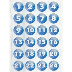 Sale Adventskalender Zahlen Sticker, 4cm rund blau, Schneeflocken, WEISS Zahlen 1-24 Aufkleber, made by BuntMixxDESIGN Adventskalenderzahlen