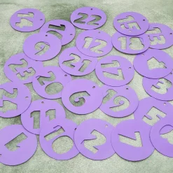 Clearance Adventskalender Zahlenanhänger fliederfarben – 24 runde Anhänger aus Pappe,  DIY Deko Adventskalenderzahlen