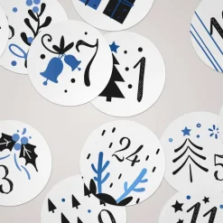 Sale Adventskalender Zahlenaufkleber *Christmas Blue* / 24 runde Aufkleber / ∅ 40 mm Adventskalenderzahlen