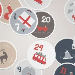 Adventskalender Zahlenaufkleber *Scandi Christmas* / 24 runde Aufkleber / ∅ 40 mm Adventskalenderzahlen