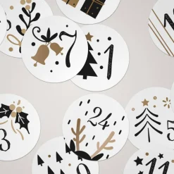 Sale Adventskalender Zahlenaufkleber *Christmas Gold* / 24 runde Aufkleber / ∅ 40 mm Adventskalenderzahlen