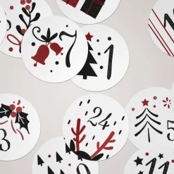 Adventskalenderzahlen|Artographie Adventskalender Zahlenaufkleber *Christmas Red* / 24 runde Aufkleber / ∅ 40 mm