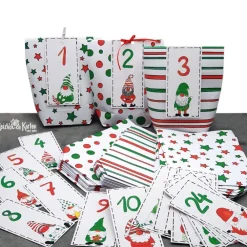 Adventskalender zum Befüllen – 24 handgemachte Papiertüten & Wichtel-Anhänger Adventskalender