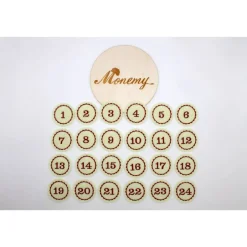 Outlet Adventskalenderzahlen creme rot Filz rund bestickt / Zahlen Anhänger Adventskalender Adventskalenderzahlen
