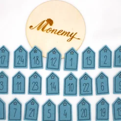 Adventskalenderzahlen|Monemy Adventskalenderzahlen Haus Filz hellblau