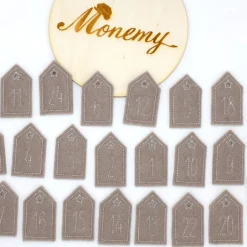 Adventskalenderzahlen Haus Filz taupe grau Adventskalenderzahlen
