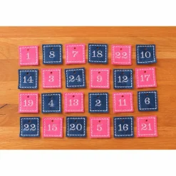Sale Adventskalenderzahlen rosa blau Filz bestickt Adventskalenderzahlen
