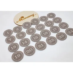 Outlet Adventskalenderzahlen taupe Filz rund bestickt / Zahlen Anhänger Adventskalender Adventskalenderzahlen