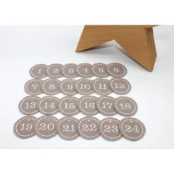 Outlet Adventskalenderzahlen taupe Filz rund bestickt / Zahlen Anhänger Adventskalender Adventskalenderzahlen