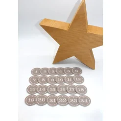 Outlet Adventskalenderzahlen taupe Filz rund bestickt / Zahlen Anhänger Adventskalender Adventskalenderzahlen